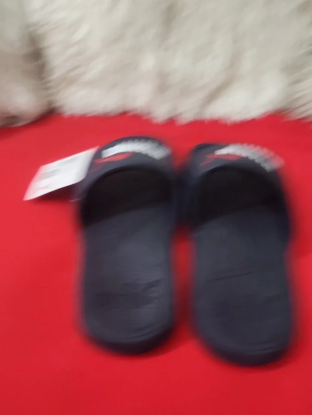 Puma Men's Black Slide Sandals with Red Puma Logo